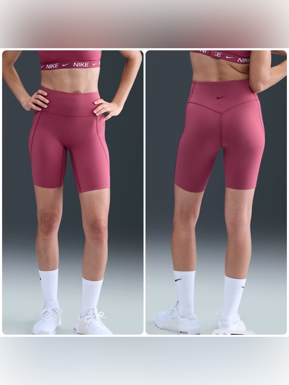 NEW Size Medium Nike Universa Women's High-Waisted Biker Shorts Sweet Beat Pink